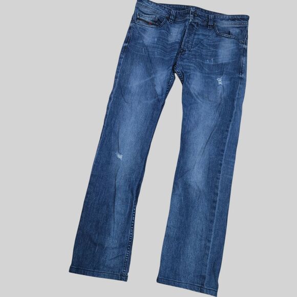 Diesel Jeans Men 33x30 Blue Safado Slim Straight Leg Cotton Stretch C84MX Grunge - Picture 2 of 13